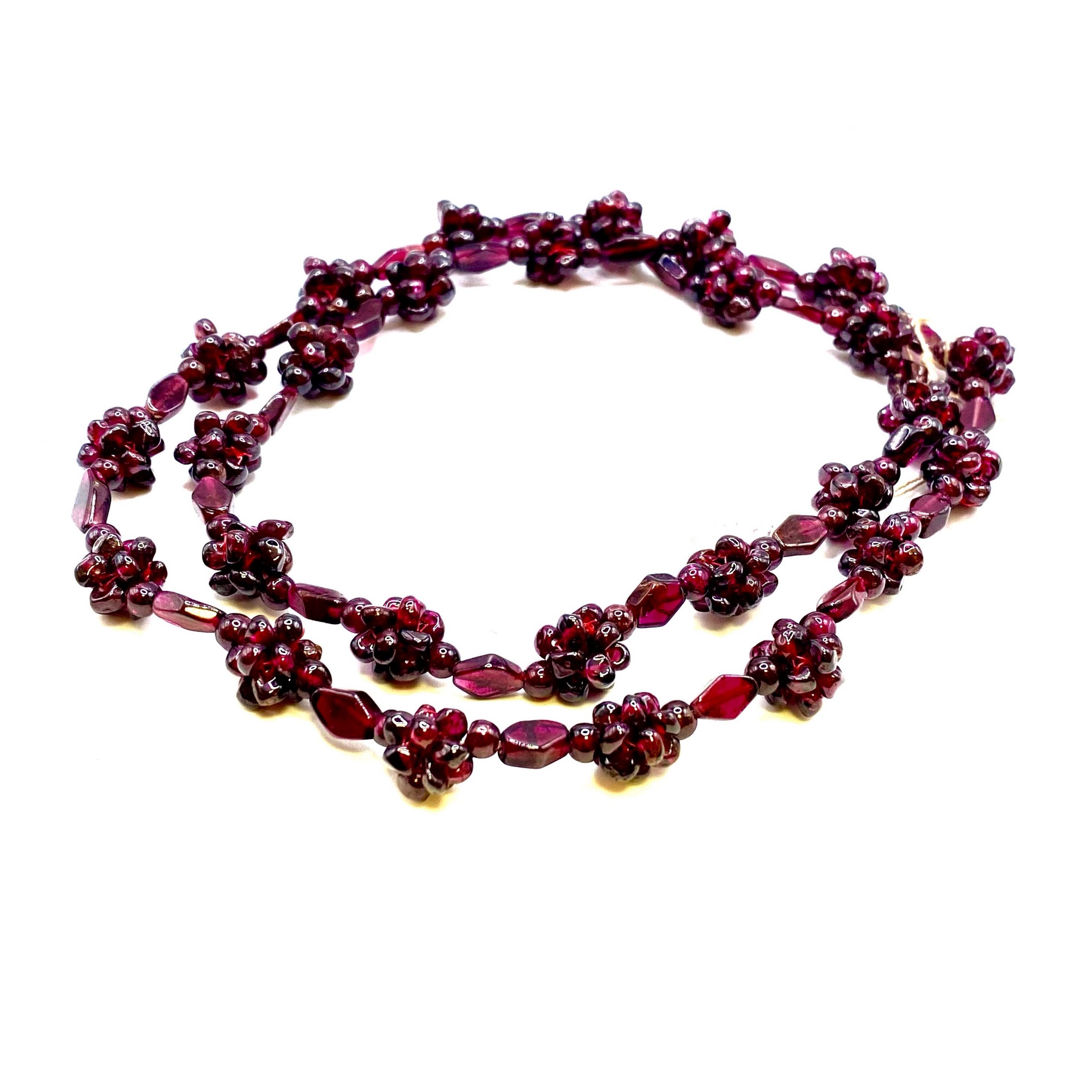 Red garnet pebble beads necklace