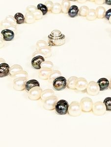 Peacock and White Pearl Necklace
