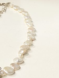 White Coin Pearl Necklace with Removable Tassel