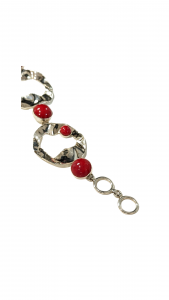 Sterling Silver and Red Coral Bracelet