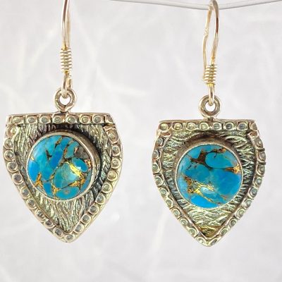 Blue turquoise stone on sale earrings