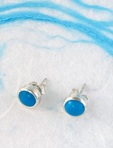 turquoise bezel set stud earrings view 2