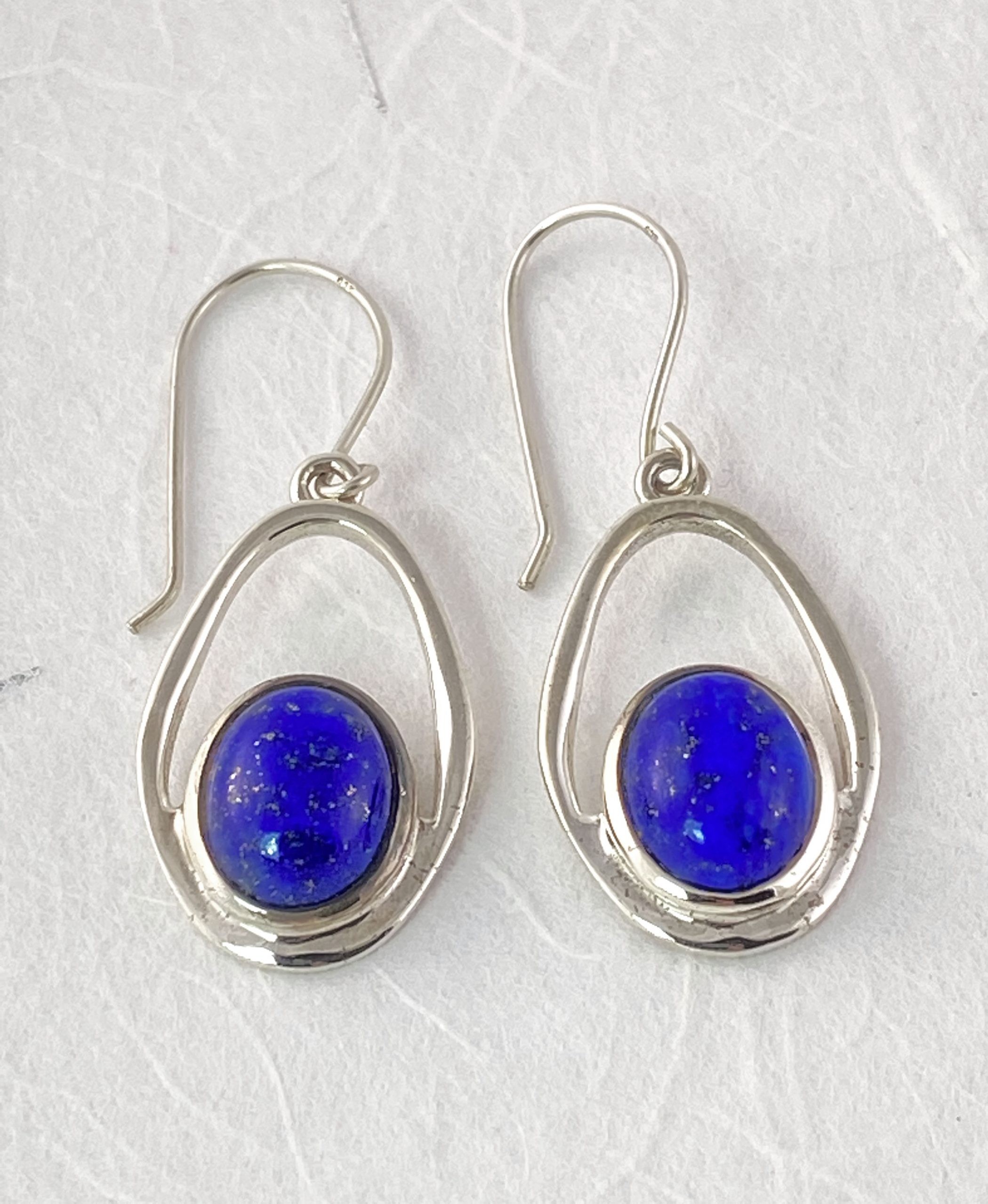 Lapis cabochon stone earrings