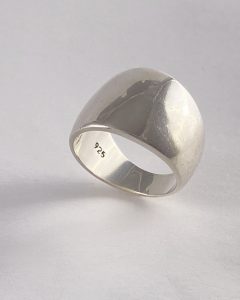 silver wide dome shaped ring view 1