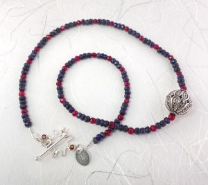 Blue sapphires and rubies necklace view 3