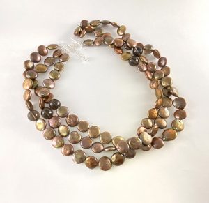 Broze colored coin pearl necklace
