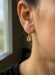 Citrine Diamond Square Earrings