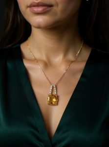 Citrine Pendant with Diamond Accent