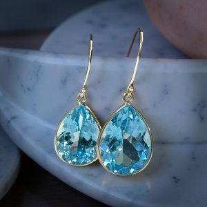 Blue Topaz Tear Drop Earrings