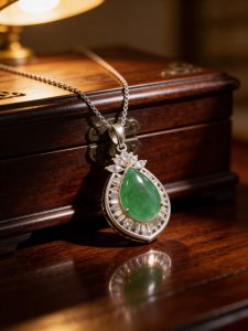 Silver Jade Stone with CZ's