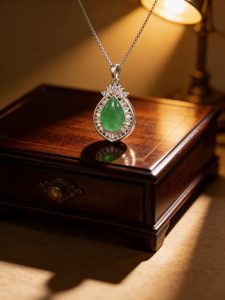 Silver Jade Stone with CZ's